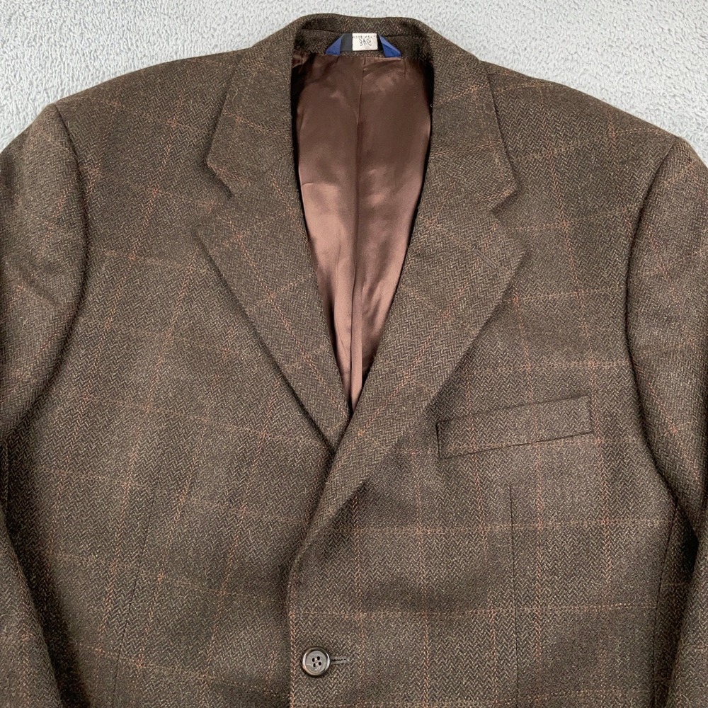 Brooks Brothers Blazer Mens 45R Brown Wool Alpaca Plaid Sport Coat Preppy
